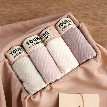Pure Cotton Textured Mid-Waist Underwear ( set of 04)
